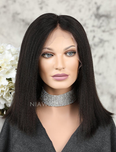 Yaki Straight Short Bob Human Hair Lace Front Wigs – NiaWigs