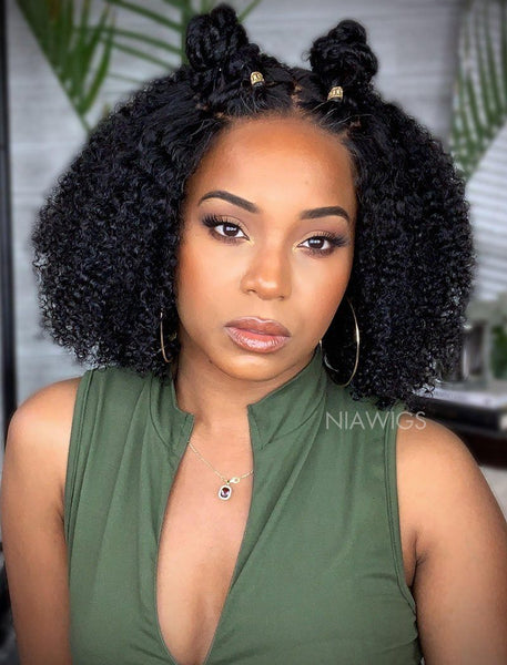 Kinky Curly Human Hair Lace Front Wigs With Baby Hair NiaWigs