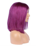 Purple Human Hair Bob Wig Colorful Lace Wigs