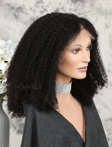 Afro Kinky Curly Human Hair Glueless Full Lace Wigs Natural Black Hair ...