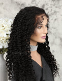 Deep Curly Human Hair Lace Front Wigs Free Parting With Baby Hair