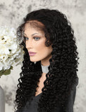 Deep Curly Human Hair Lace Front Wigs Free Parting With Baby Hair