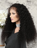 Deep Curly Human Hair Lace Front Wigs Free Parting With Baby Hair