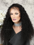 Deep Curly Human Hair Lace Front Wigs Free Parting With Baby Hair