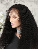 Deep Curly Human Hair Lace Front Wigs Free Parting With Baby Hair