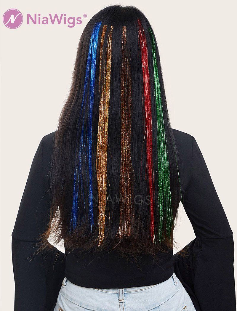 Sparkling Glitter Shiny Silk Hair Tinsel (6 Colors 48 Inch 1200 Strand –  NiaWigs