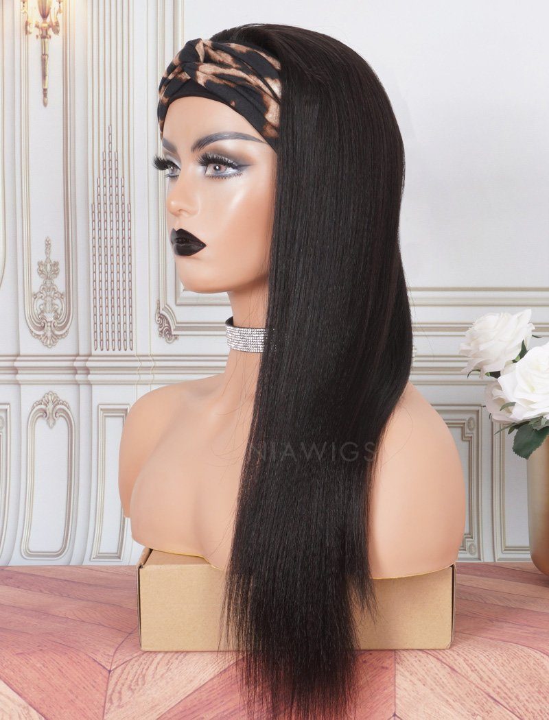Headband Wig Yaki Straight Human Hair Wigs (WITH FREE TRENDY HEADBAND) –  NiaWigs