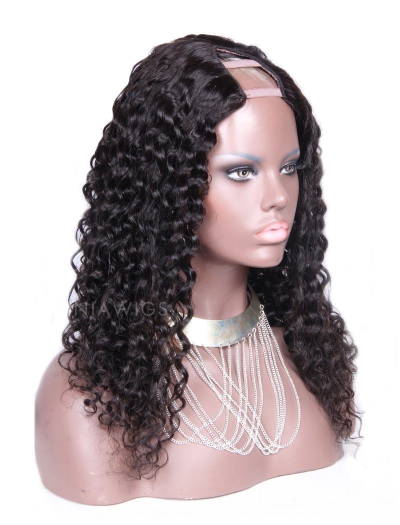 Loose Wavy U Part Human Hair Wig Jet Black Upart Wigs – NiaWigs