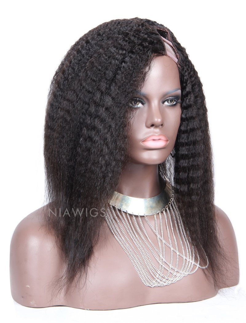 Kinky Straight U Part Human Hair Wig Middle Parting Upart Wigs – NiaWigs